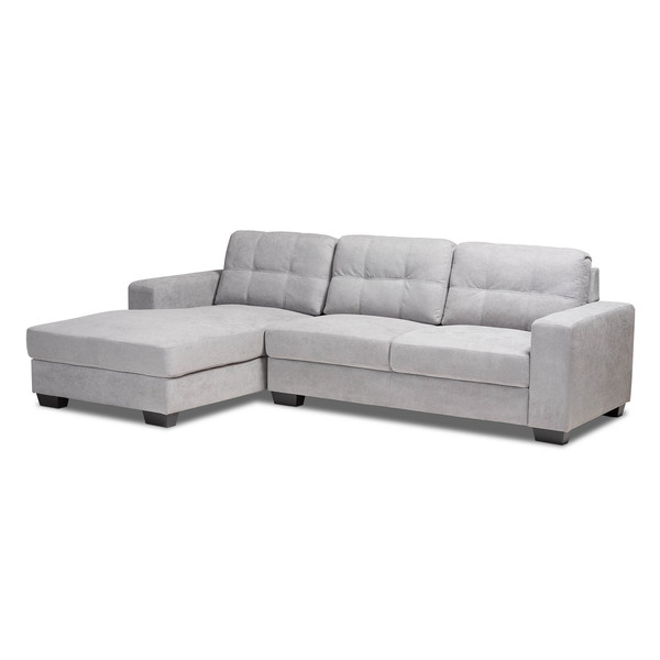 Baxton Studio Langley Light Grey Upholstered Sectional Sofa with Left Facing Chaise 158-9741